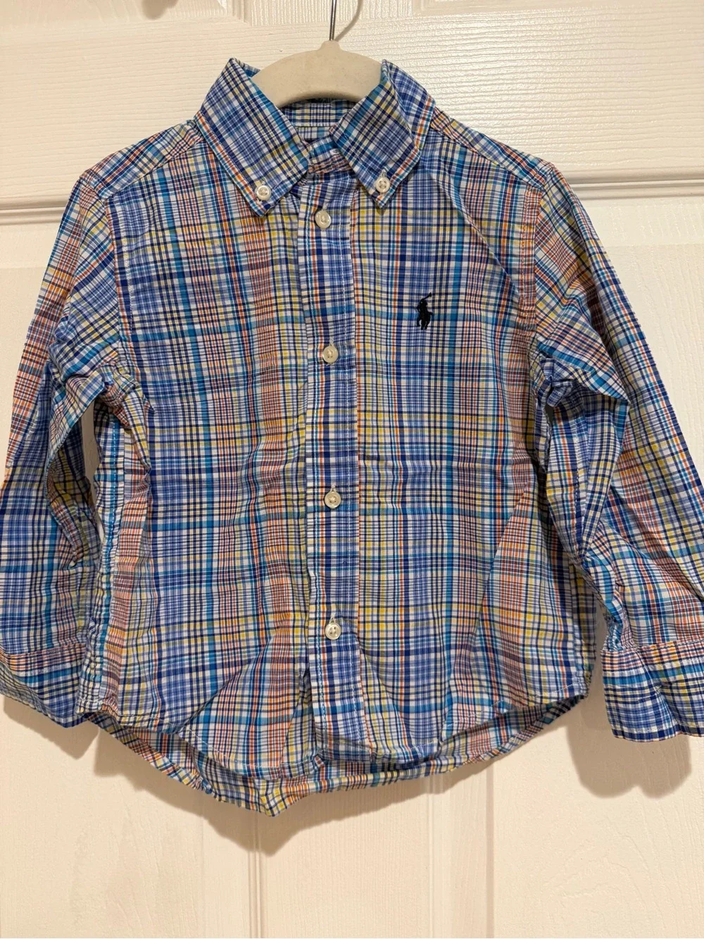 Polo Ralph Lauren Boys 2T Plaid Button Down Shirt Blue Chino Pants Outfit Set